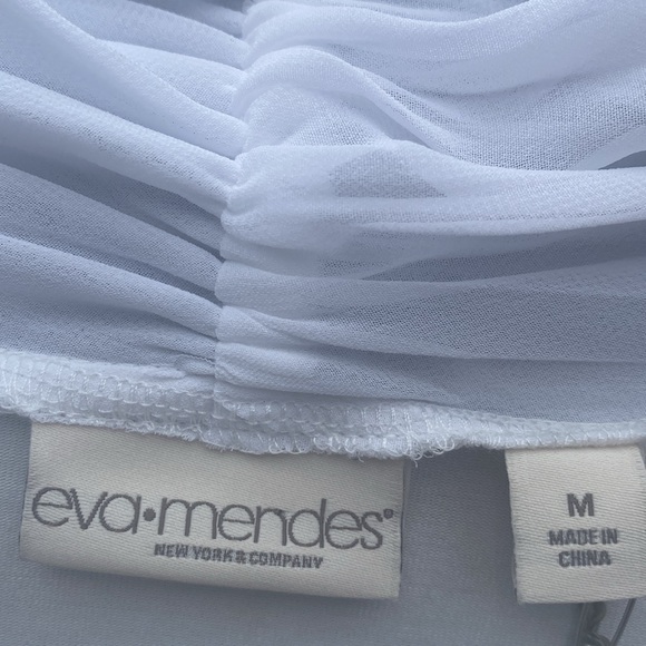 NWT Eva Mendes white bodysuit, sheer sleeves, see measurements in photos. - Picture 2 of 8